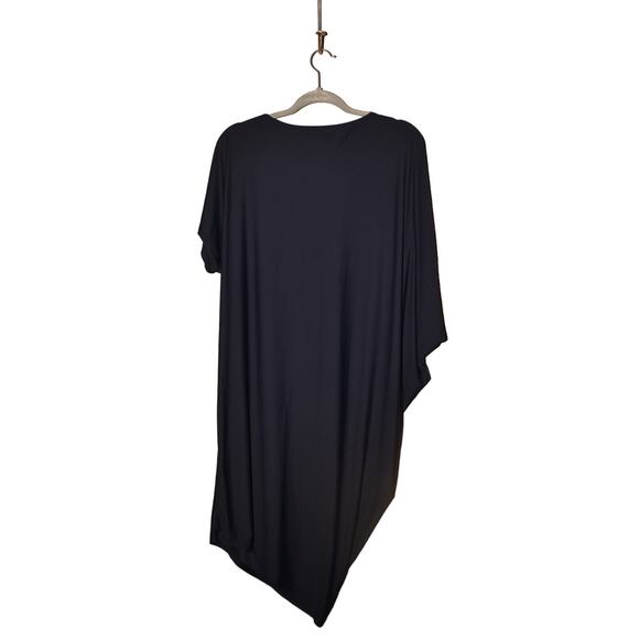 ATHLETA $79‎ Sunlover Hilo UPF Dress Navy Short Sleeve Stretch Asymmetric Medium - Picture 2 of 3